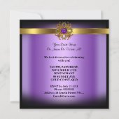 Invitation Douze ans douce Damask Violet Or Noir (Dos)