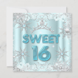 Invitation Douze ans douce Teal flocon de neige Argent  2
