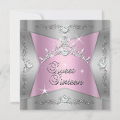 Invitation Douze ans douce Tiara rose argenté (Devant)