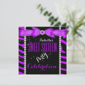 Invitation Douze ans Douze ans Zèbre Violet Anniversaire (Debout devant)
