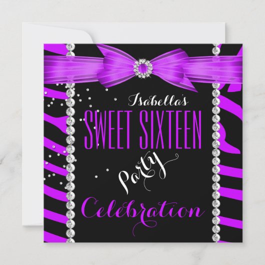 Invitation Douze ans Douze ans Zèbre Violet Anniversaire (Devant)