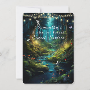 Invitation Douze Ans, Fées de la Forêt Enchantée Lumières