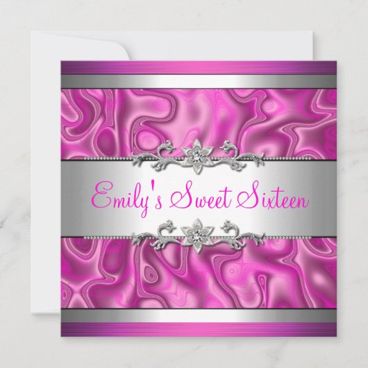 Invitation Douze ans rose diamant argent bijou 2 (Devant)