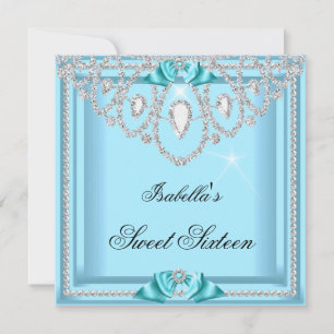 Invitation Douze ans, seize ans Fête de diamant bleu sarcelle