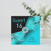 Invitation Douze ans, seize ans Fête Diamant Turquoise Party (Debout devant)