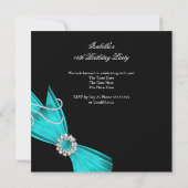 Invitation Douze ans, seize ans Fête Diamant Turquoise Party (Dos)