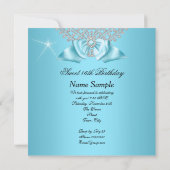 Invitation Douze ans, seize ans Turquoise Blanc Diamant Fête  (Dos)