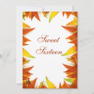 Invitation Douze ans sucrés Feuilles d'automne Double face