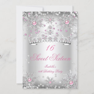 Invitation Douze Ans Sucrés Flocons de Neige Roses Merveilleu