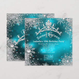 Invitation Douze Ans Sucrés Merveilleux Hiver Argent Sarcelle