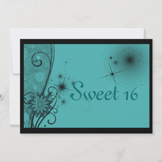 Invitation Douze Ans Sucrés Turquoise et Noir (Devant)