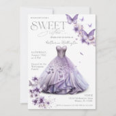 Invitation Douze Fleurs de Lilas Violettes Papillons pour les (Devant)