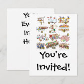 Invitation douze jours chansons de noël dessin animé (Devant / Derrière)