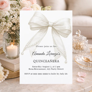 Invitation Douze perles blanches ivoire élégantes pour un ann