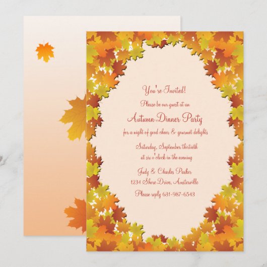 Invitation d'ovale de feuillage d'automne (Devant / Derrière)