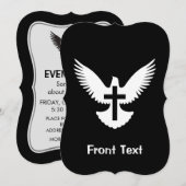 Invitation Dove avec croix (Devant / Derrière)