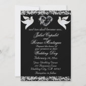 Invitation Dove, Coeur et Parties scintillant argenté, Code Q (Devant)