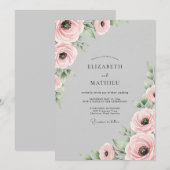 Invitation Dove Gray Gentle Botanical Spring Wedding (Devant / Derrière)