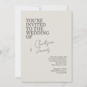 Invitation Dove Grey | Mariage minimaliste de script chic (Devant)