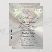 Invitation Doves, Coeurs et Ruban, Code QR - Blanc/Argent (Devant / Derrière)