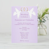 Invitation Doves Design Mariage couleur Lilac (Debout devant)