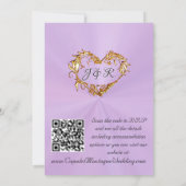 Invitation Doves, Hearts, QR Code - Lavender/Gold (Dos)
