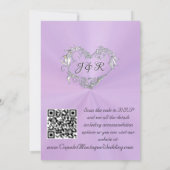 Invitation Doves, Hearts, QR Code - Lavender/Silver (Dos)