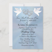Invitation Doves, Hearts, QR Code - Pastel Blue/Silver (Devant)