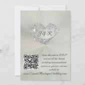 Invitation Doves, Hearts, QR Code - Pastel Sage/Silver (Dos)