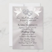 Invitation Doves, Hearts, QR Code - Pearl White/Silver (Devant)