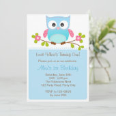 Invitation d'Owl - Garçon 1er Anniversaire / Baby (Debout devant)