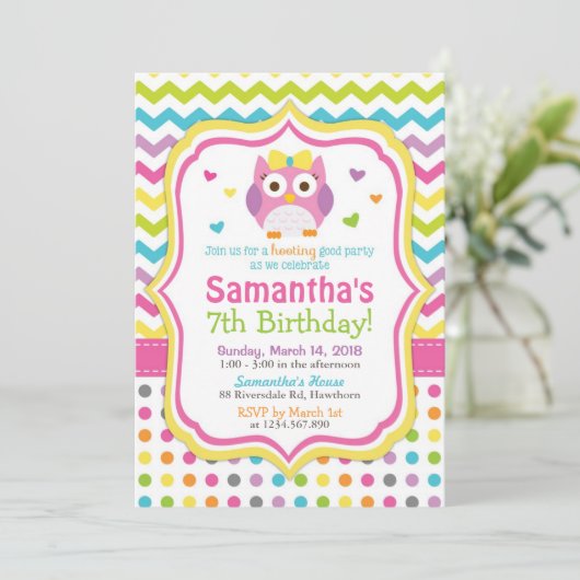 Invitation d'Owl / Invitation d'anniversaire d'Owl (Debout devant)