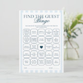 Invitation Downloadable Blue Striped Find The Guest Card (Debout devant)