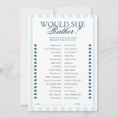 Invitation Downloadable Blue Striped Would She Rather Card (Devant)
