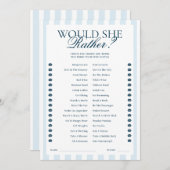 Invitation Downloadable Blue Striped Would She Rather Card (Devant / Derrière)