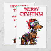 INVITATION "DOXER ENROULÉ DANS DES GUIRLANDE DE NOËL" (Devant / Derrière)