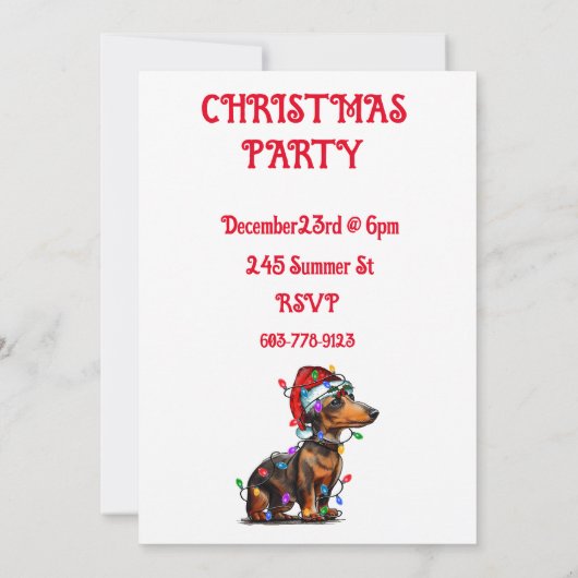 INVITATION "DOXER ENROULÉ DANS DES GUIRLANDES DE NOËL" (Dos)