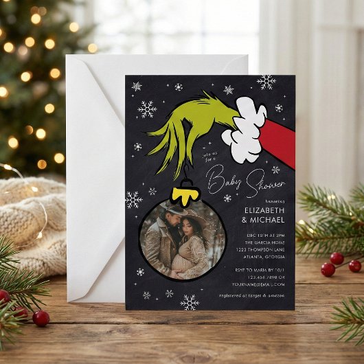 Invitation Dr Seuss | Baby shower de tableau noir Grinch