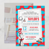 Invitation Dr. Seuss Chat dans le Casquette Anniversaire Ajou (Devant / Derrière)