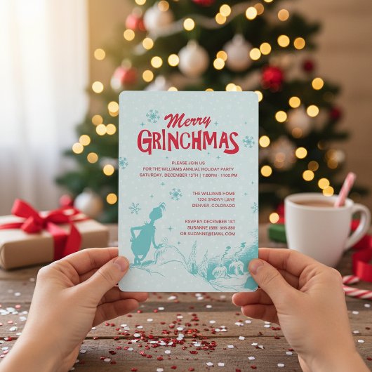 Invitation Dr. Seuss | Grinch - Fête de fin d'année