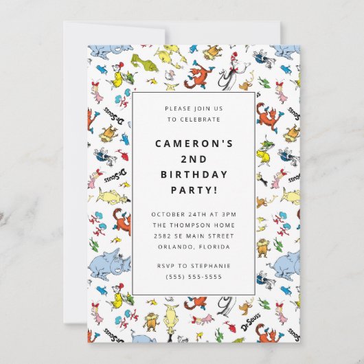 Invitation Dr. Seuss Motif | ANNIVERSAIRE DE ENFANT (Devant)