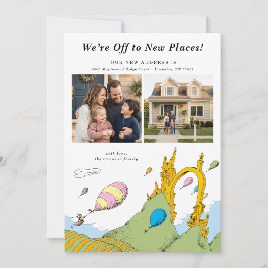 Invitation Dr. Seuss - Nous partons pour de nouveaux endroits (Devant)