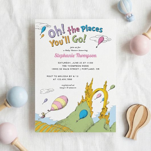 Invitation Dr. Seuss - Oh, les endroits où tu iras Baby showe