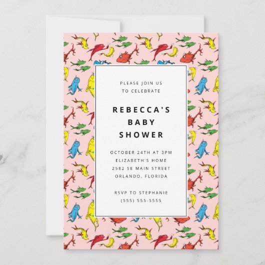 Invitation Dr. Seuss - One Fish, Two Fish | Baby Shower (Devant)