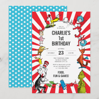 Invitation Dr. Seuss - Personnages | Anniversaire Enfants