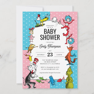 Invitation Dr. Seuss - Personnages de Livres Baby Shower Pa
