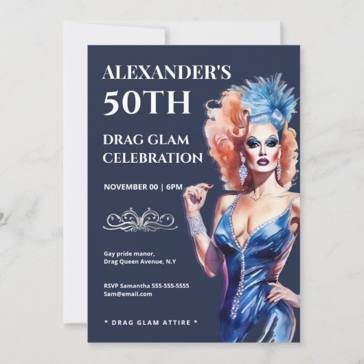 Invitation Drag queen lgbtq carnival festival glam glitz (Devant)