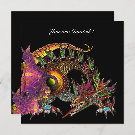 Invitation DRAGO violet pourpre noir (Devant / Derrière)