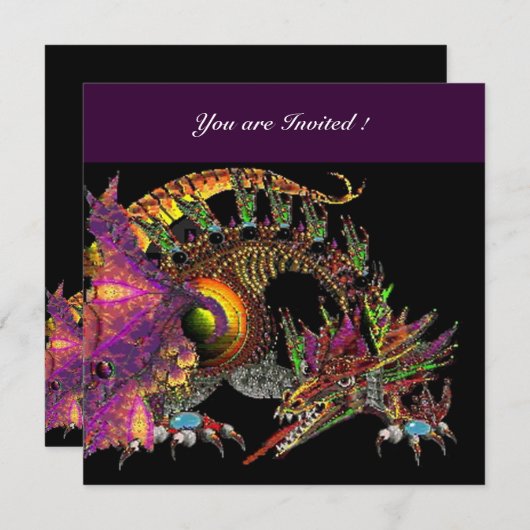 Invitation DRAGO violet pourpre noir (Devant / Derrière)