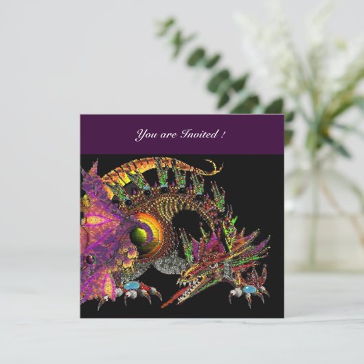 Invitation DRAGO violet pourpre noir (Debout devant)